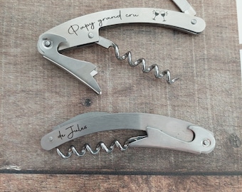 Personalized Lemonadier, Knife Bottle Opener, Corkscrew, Grandfather's Day Gift, Mother's Day and Witnesses Birthday EVG EVJF Wedding