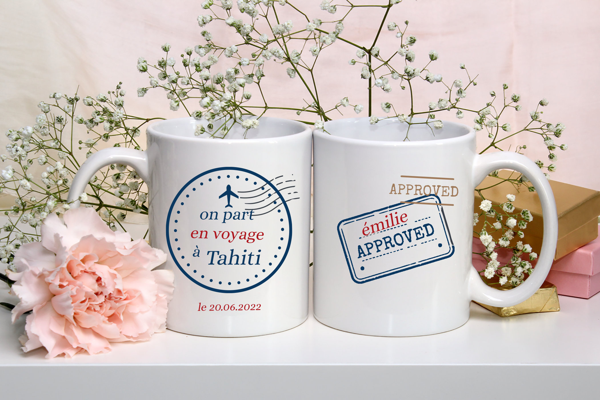 Mug Invitation Voyage, Mug Personnalisé, Cadeau Surprise Pour Partir en Voyage Dans Un Pays ou Une V