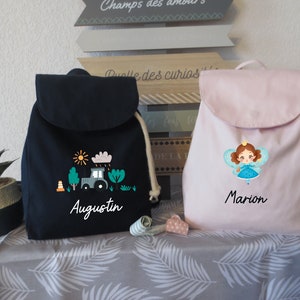 Sac à dos enfant personnalisé avec le prénom pour la maternelle,la crèche , la nounou, en week-end en balade et motif de couleur différentes