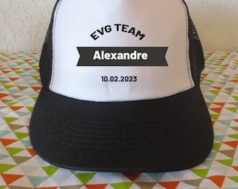 Casquettes EVG, casquettes personnalisées, enterrement de vie de garçon, casquettes prénom et/ou avec date d'évènement, casquettes hommes