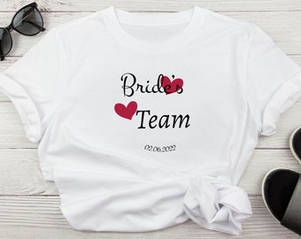 T-shirt evjf+prénom+date, team bride, TEAM julie, Team de la mariée, t-shirt équipe de la mariée, Enterrement de vie de jeune fille, mariage