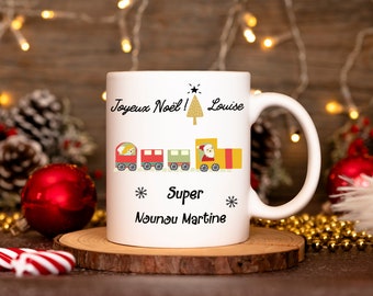 Tazza di Natale personalizzata con il nome, regalo di Natale per regalo collega, tazza, padrona, atsem, tazza bambino, papà, nonno, zia ...