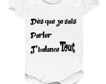 body bébé humour, body bébé personnalisé, vêtement bébé rigolo, bébé balance tout, cadeau de naissance, cadeau noel, body coton