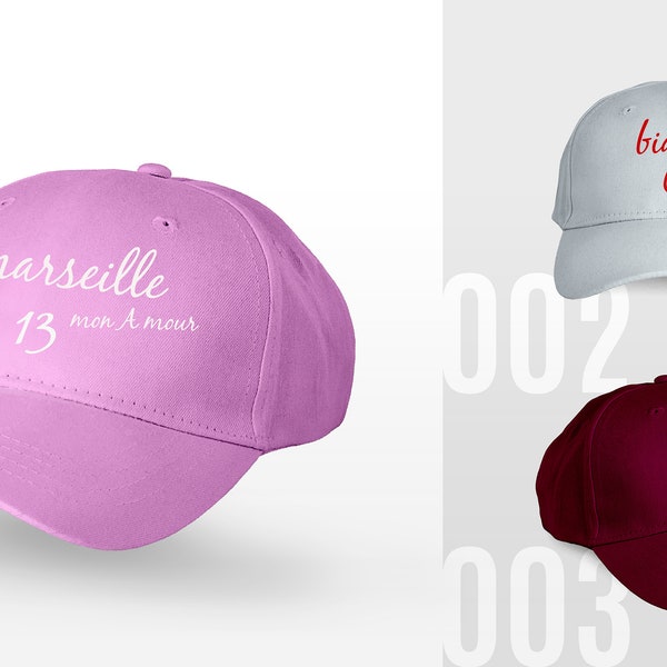 Casquettes femme ou homme nom de la ville et le numéro de votre département de coeur