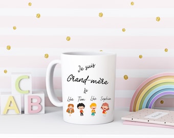 Taza de la abuela, taza personalizada con nombres de niños, regalo de Navidad, día de la abuela