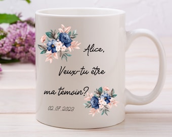 Mug/Tasse Personnalisé "Veux-tu être ma témoin?" avec prénom