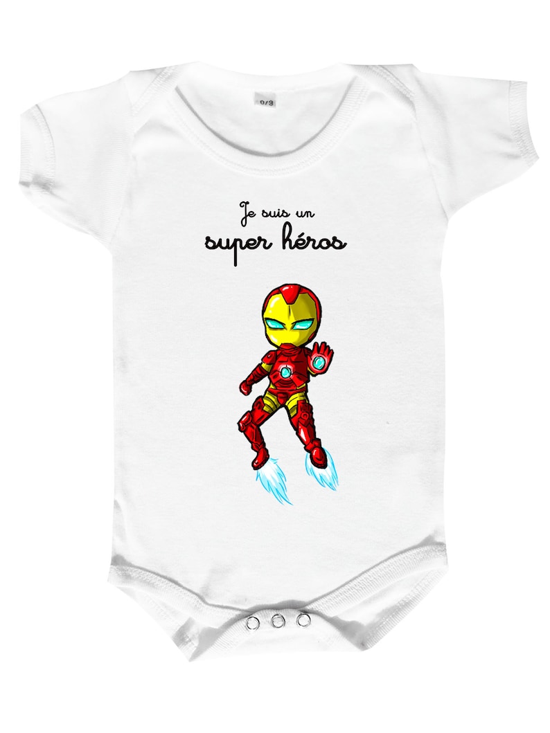Body baby personalized humor, baby superhero ironbaby, fanart ironman, birth gift, bb clothing, funny body, bodies baby cotton image 1