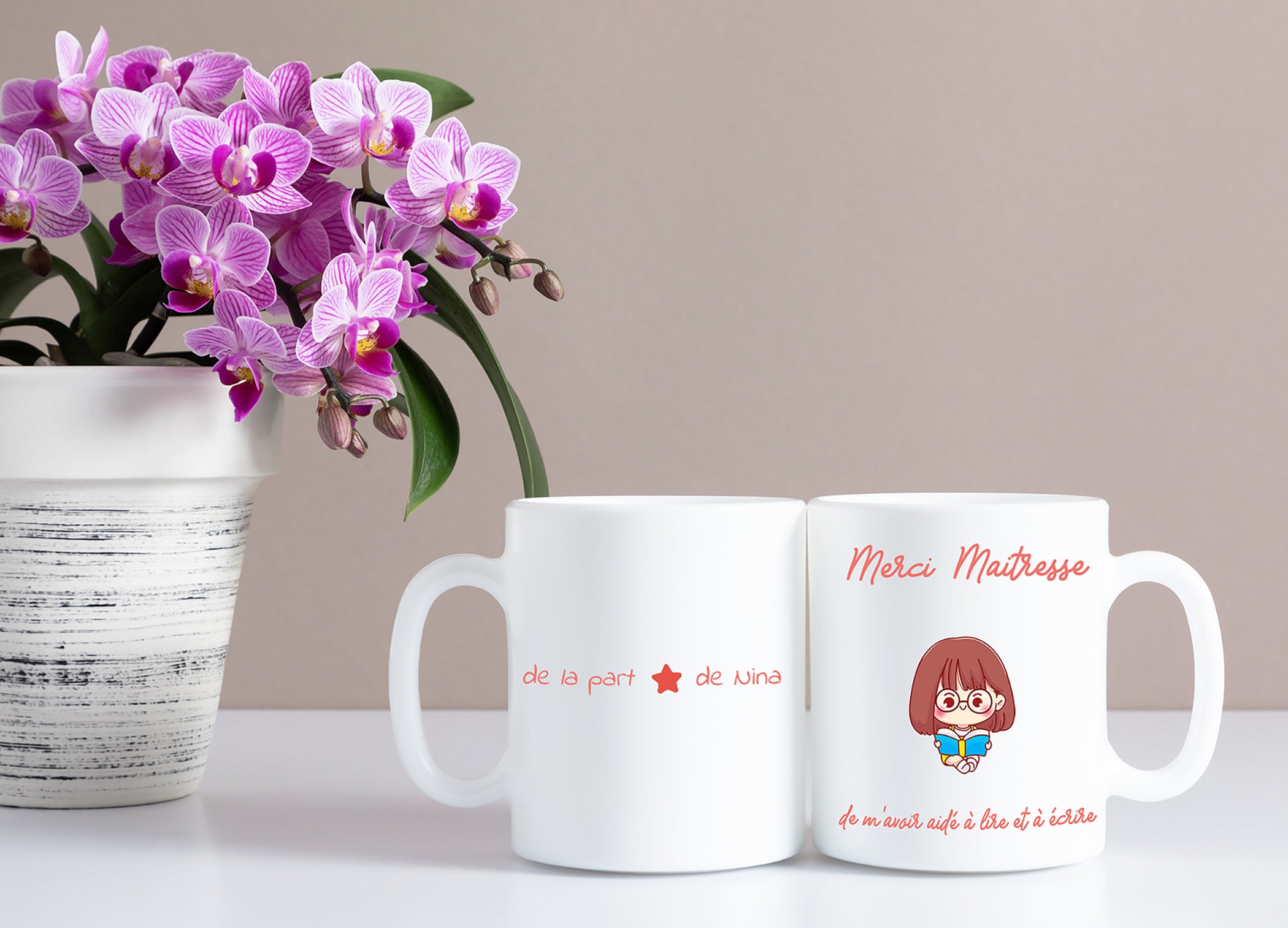 Mug Maîtresse, Mug Maître, Nounou, Personnalisé, Cadeau de Fin d'année d'école, Atsem, Professeur
