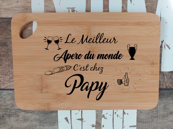 Planche à Découper Bambou LUXHOMY - Cadeau Papa "Tout Est Meilleur Sur Le Barbecue De Papa" 30x21cm