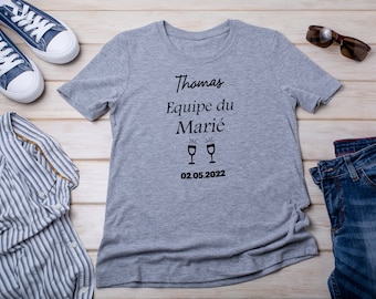 T-Shirt EVG Team Vorname, Team des Bräutigams, Zeuge des Bräutigams, Bräutigam in Zukunft + Datum der Veranstaltung, Junggesellenabschied