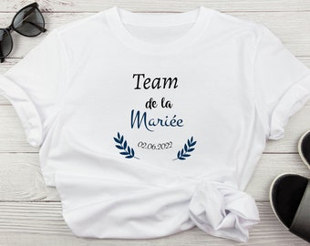 T-shirt evjf+ prénom+date, team bride, EVJF team, Team de la mariée, t-shirt équipe de la mariée, Enterrement de vie de jeune fille, mariage