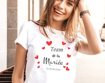 Red Hearts Themed Bachelorette Party T shirt Bride and Groom Team