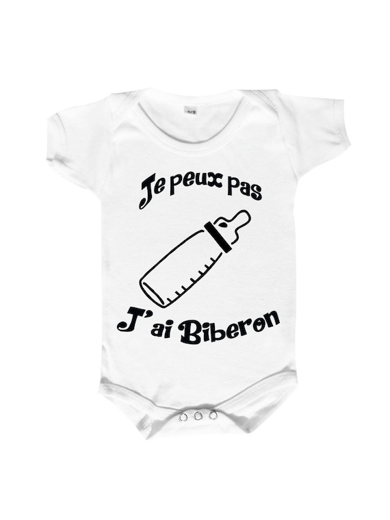 Body bébé personnalisé J PEUX PAS J AI BIBERON Bleu 100/% coton