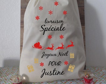 Personalized Christmas hood, bag to put toys or Christmas gifts in several different sizes