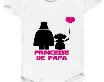 Papá princesa traje de bebé personalizado, ropa de princesa, regalo de nacimiento, bebé body fan de la guerra de estrellas, papá y bebé