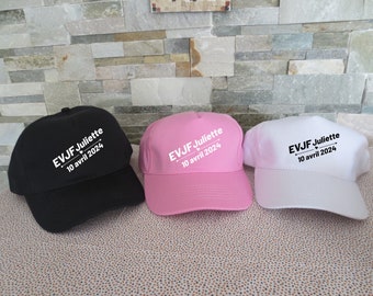 EVJF caps, personalized caps, bachelorette party, first name caps and/or with event date, guest gift