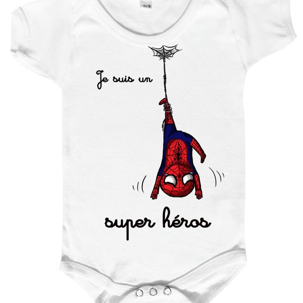 body bébé humour personnalisé, bébé super héros spiderbaby, fanart spiderman original, cadeau de naissance, bodies bb coton