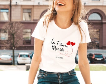 Bachelorette party T-shirt with heart theme, bachelorette party + first name + date, bride team, bride's team, bachelorette party, wedding