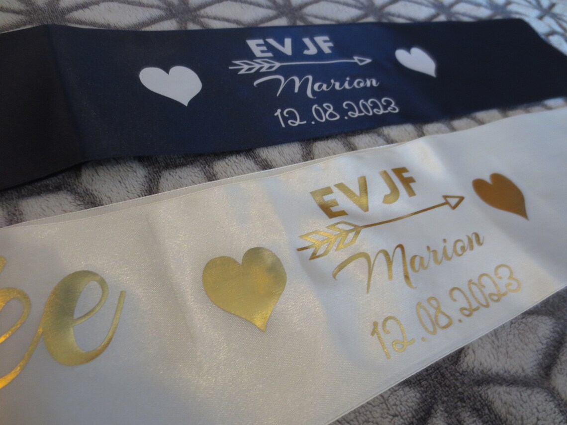 Lot De 12 Écharpes Vierges Noires Pour EVJF - Satin Premium 158x9,5 Cm à Personnaliser