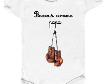 body bébé"boxeur ou boxeuse comme papa" body bébé humour, bébé sportif,body bébé comme papa, cadeau, papa sportif,manches longues