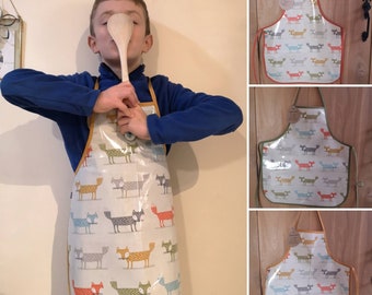 Children's apron, from 3 to 8 years old, coated fabric