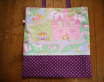 Tote Bag doublé et réversible motifs "Licornes et Princesses"