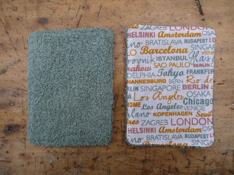 cotons à démaquiller, disque coton visage, nom de villes, vert, zéro déchet, écologie, économie, lavable, réutilisable, cadeau femme, image 3