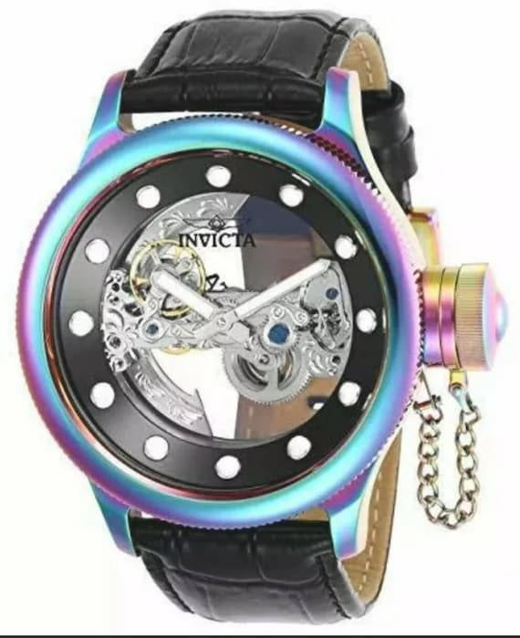 Invicta 26719 Russian Diver Black Dial Leather Strap  display picture 1