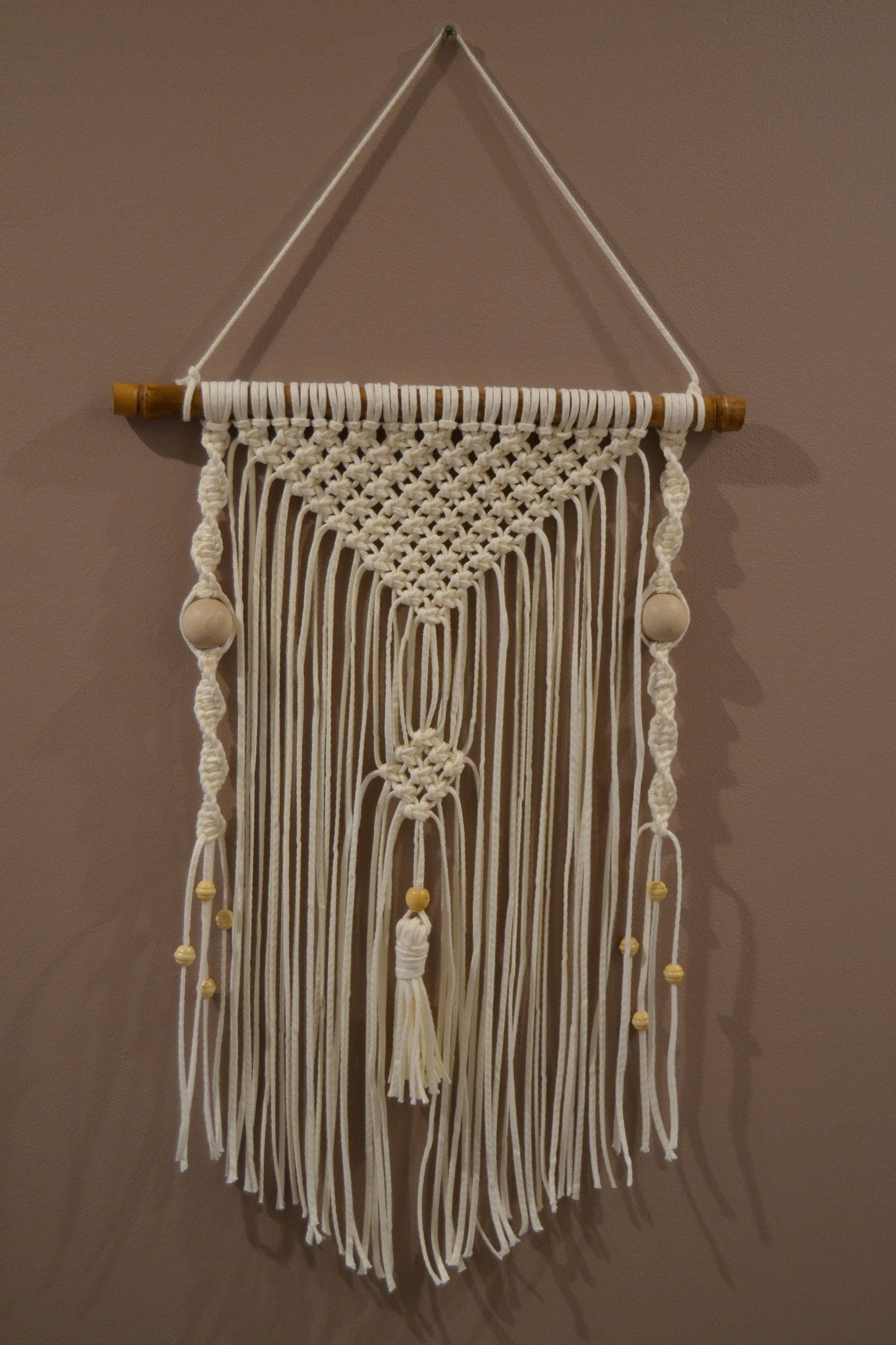 Decoration Murale Macramé Corde Coton Ivoire