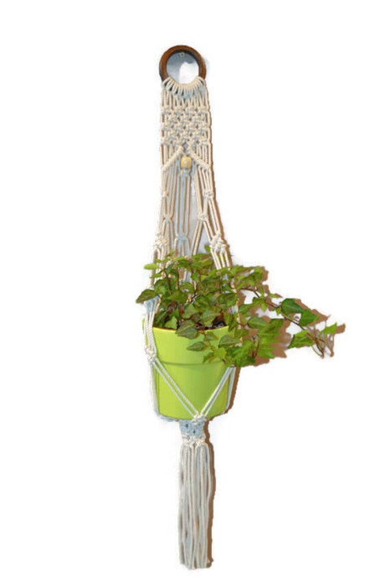 Suspension Macramé Couleur Ecrue Support de Pot Decor Suspendu