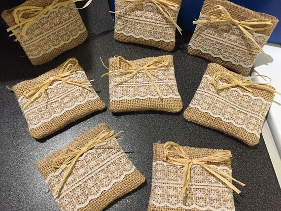 Download Lot De 25 Sachet En Jute Et Dentelle Contenant A Etsy