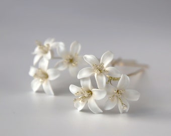 Bridal hair pin, Orange blossom pin, Golden hair pin, Wedding hair pin, French hair pin, Set of hair pins, Orange blossom hair accessories