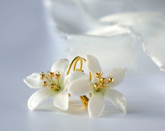 Boucles d'oreilles avec des fleurs, Orange blossom