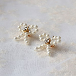 Bow earrings, bridal earrings, bow jewelry, wedding bow, bow beads earrings, Gift earrings, pearl bow earrings