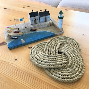 Breton triskell, party tables, coasters, nautical rug, marine rope decoration, souvenir of vintage Brittany