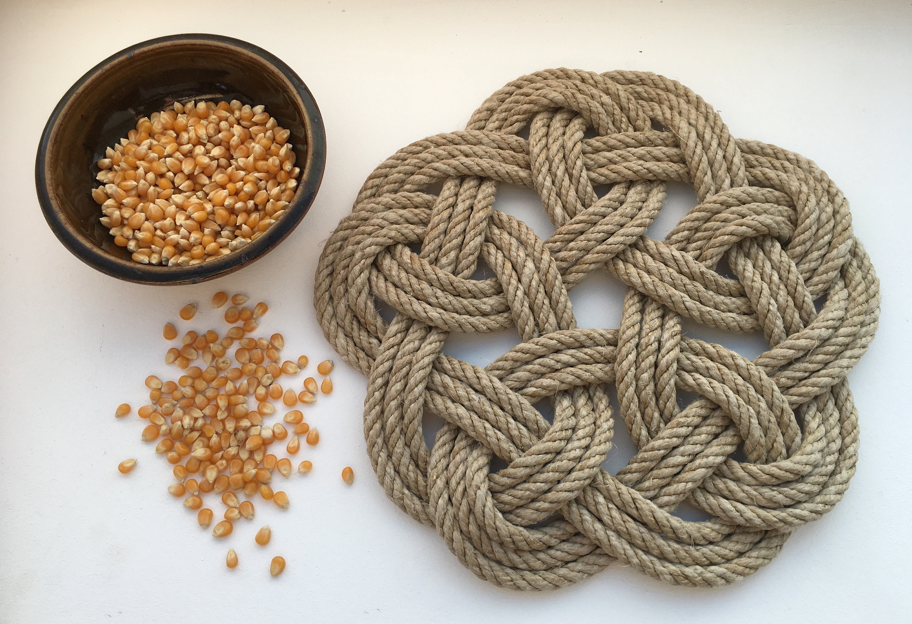 Décoration Marine en Corde, Tapis Chanvre, Souvenir de Bretagne, Cadeau Vintage, Kringle Mat