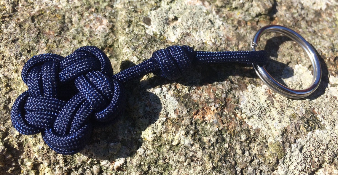 Keychain Paracord Star Knot Stainless Steel Ring Etsy