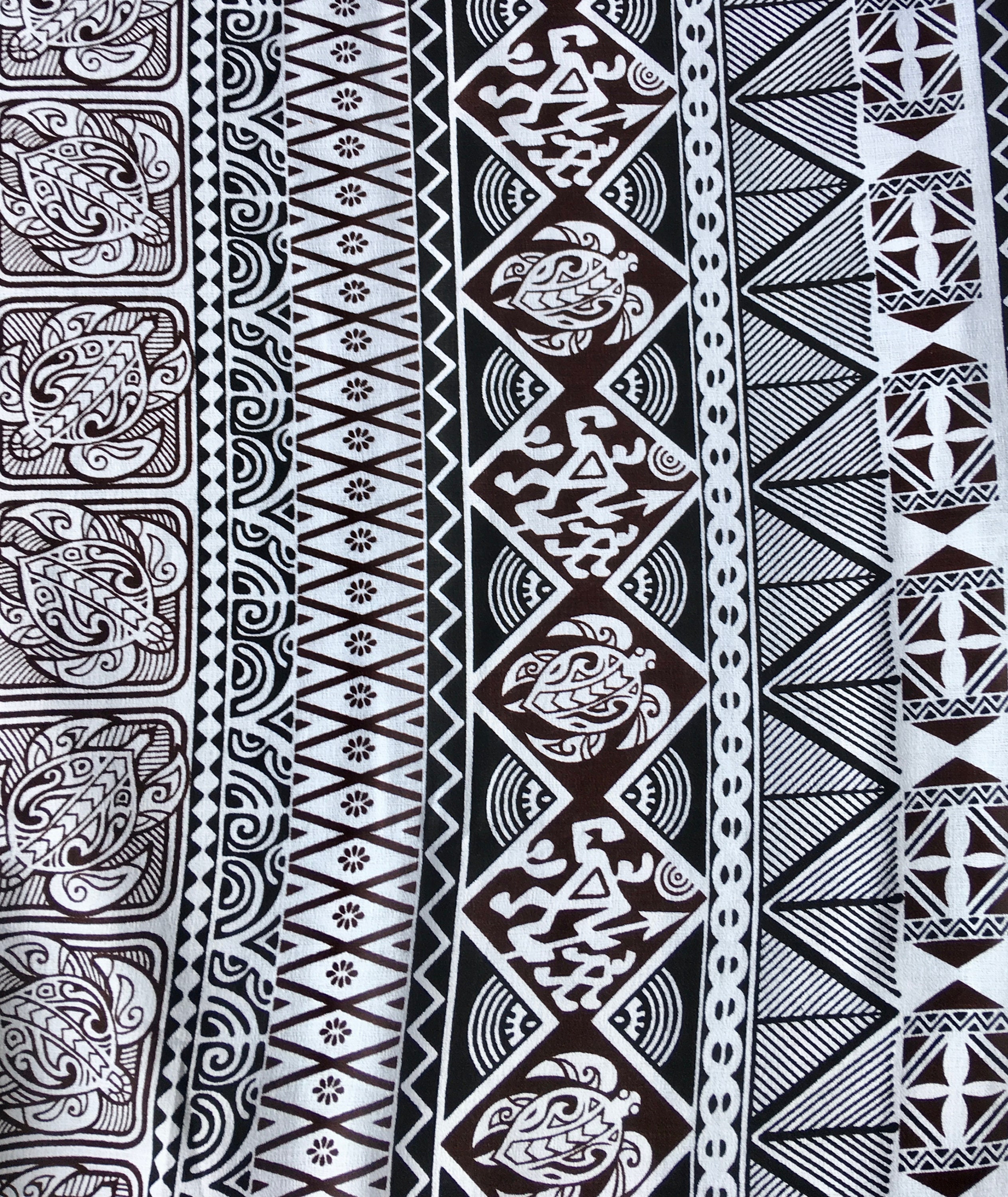  Polynesian  fabric fabric motifs  Tapa white Brown and Black 