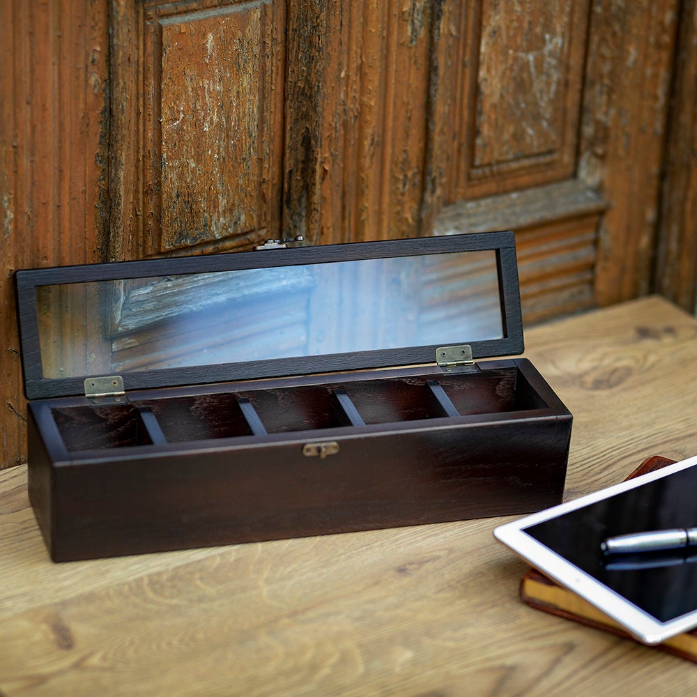 Watch Wood Box With Glass Hetch Wooden Watch Box for Men Etsy