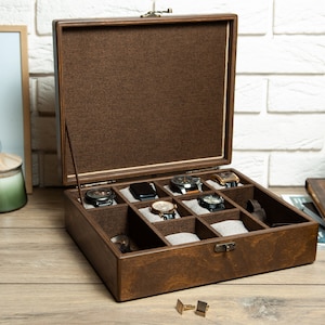 Watch Organizer, Watch Box For Men, Mens Jewelry Box, Personalized Watch Box, Gift for Him, Wooden Watch Box Personalized