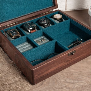 Wooden Watch Box, Watch Box For 4 Watches, Christmas Gift, Mens Jewelry Box, Personalized Watch Box, Watch Organizer, Watch Case for Men