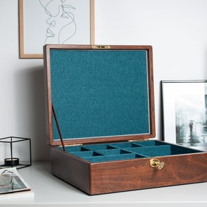 Lockable Watch Box With Key, Wooden Box For Watches And Jewelry, Watch Box Personalization