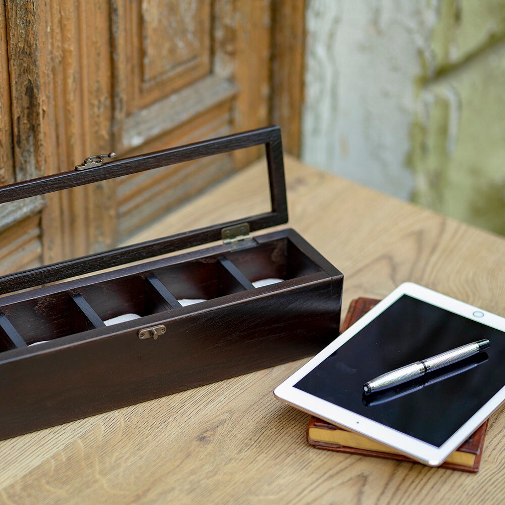 Watch Wood Box With Glass Hetch Wooden Watch Box for Men Etsy