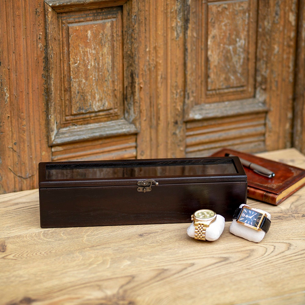 Watch Wood Box With Glass Hetch Wooden Watch Box for Men Etsy