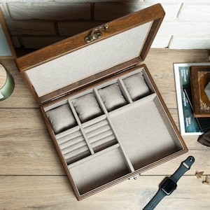 Scatola porta orologi personalizzata con 4 scomparti per orologi, scatola porta orologi in legno, scatola porta orologi incisa, scatola porta gioielli, regalo per uomo