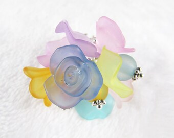 Ring multi frosted charms - multi color - B6A001