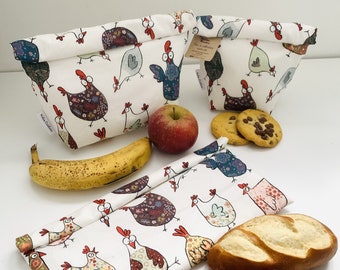 Borsa riutilizzabile e impermeabile/borsa per snack/congelatore/sandwich/sfuso/sapone/libro/modello pollo