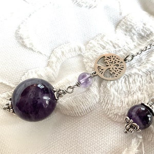 PENDULUM with amethyst and and Ankh Cross in silver-colored metal for divination dowsing-