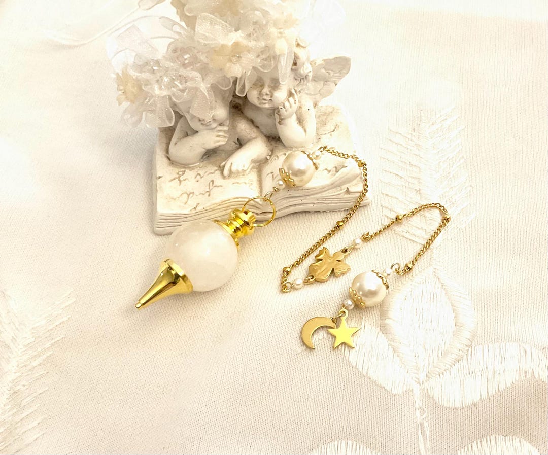 Rock Cristal and Angel Divination Pendulum in 304 Stainless Steel in ...