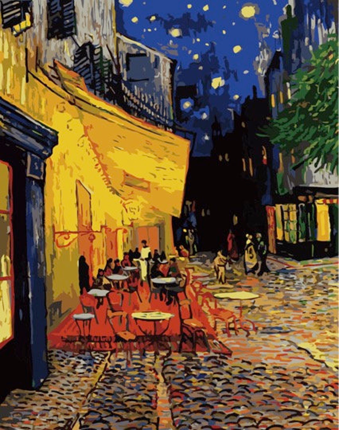 Adults Paint by Numbers Kit Framed Canvas 40x50cm Cafe Terrace at Night by  Van Gogh 